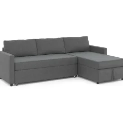 Canapé avec méridienne convertible en tissu gris anthracite*IDMarket New