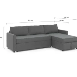 Canapé avec méridienne convertible en tissu gris anthracite*IDMarket New