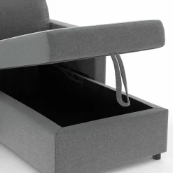 Canapé avec méridienne convertible en tissu gris anthracite*IDMarket New