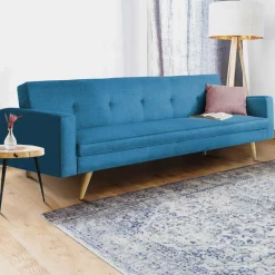 Canapé bleu canard scandinave 3 places convertible*IDMarket Outlet