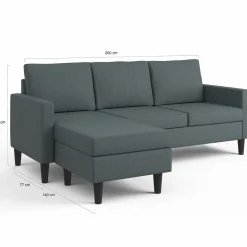 Canapé d’angle 200 cm réversible gris anthracite*IDMarket Online