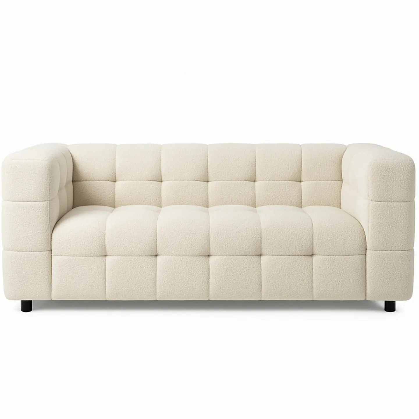 Canapé double capitonné en tissu bouclette*IDMarket Online