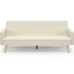 Canapé droit scandinave 3 places convertible LARS velours côtelé beige*IDMarket Clearance