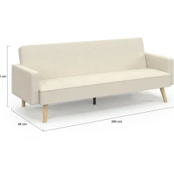 Canapé droit scandinave 3 places convertible LARS velours côtelé beige*IDMarket Clearance
