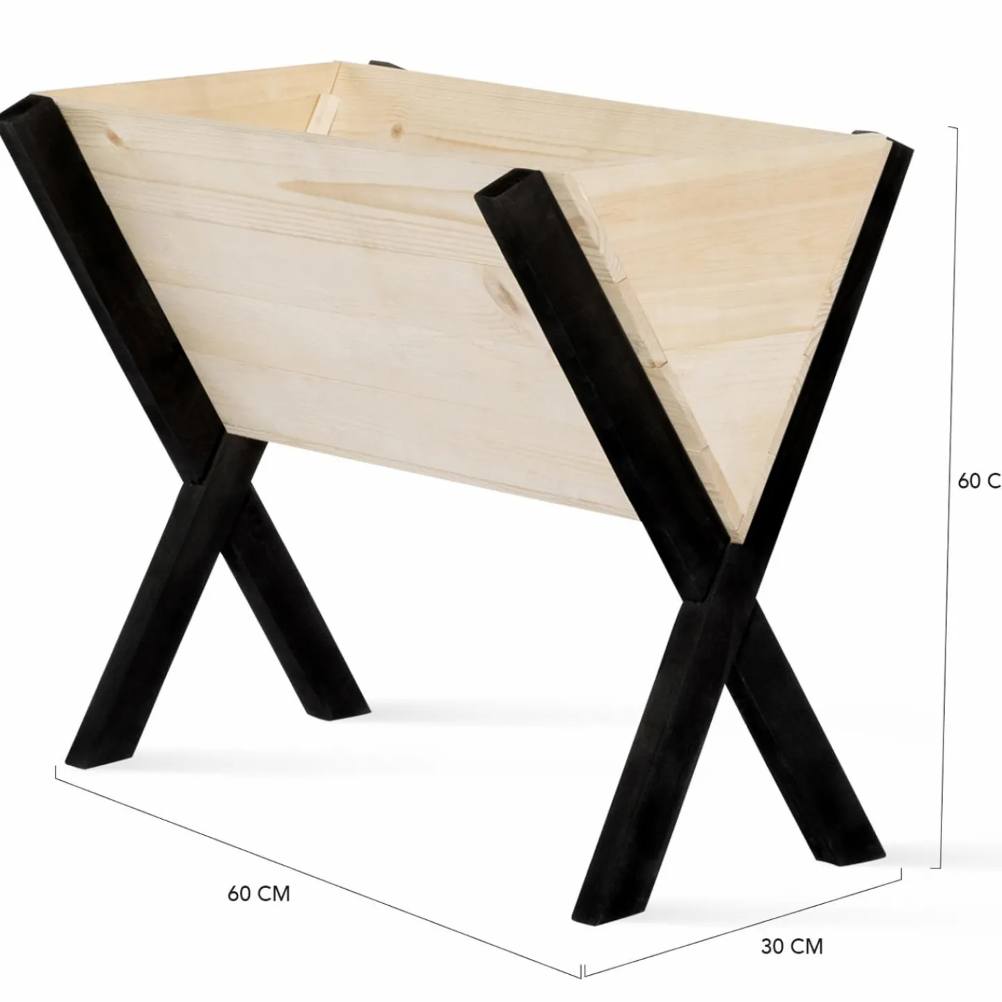 Carré potager jardinière sur pieds bois et noir balcon / terrasse*IDMarket