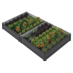 Carrés de potager 90 x 90 cm métalliques gris argentés : lot de 2*IDMarket Online
