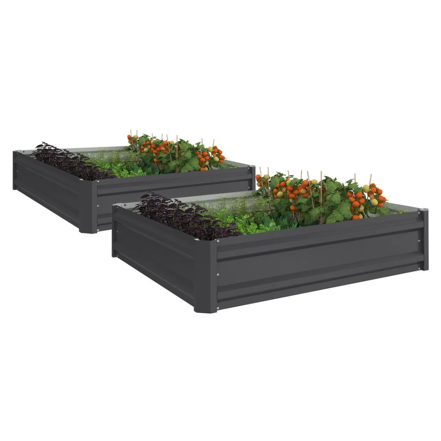 Carrés de potager 90 x 90 cm métalliques gris argentés : lot de 2*IDMarket Online