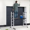 Échafaudage aluminium plateforme modulable avec échelle multifonction, sur roues, 165 cm*IDMarket