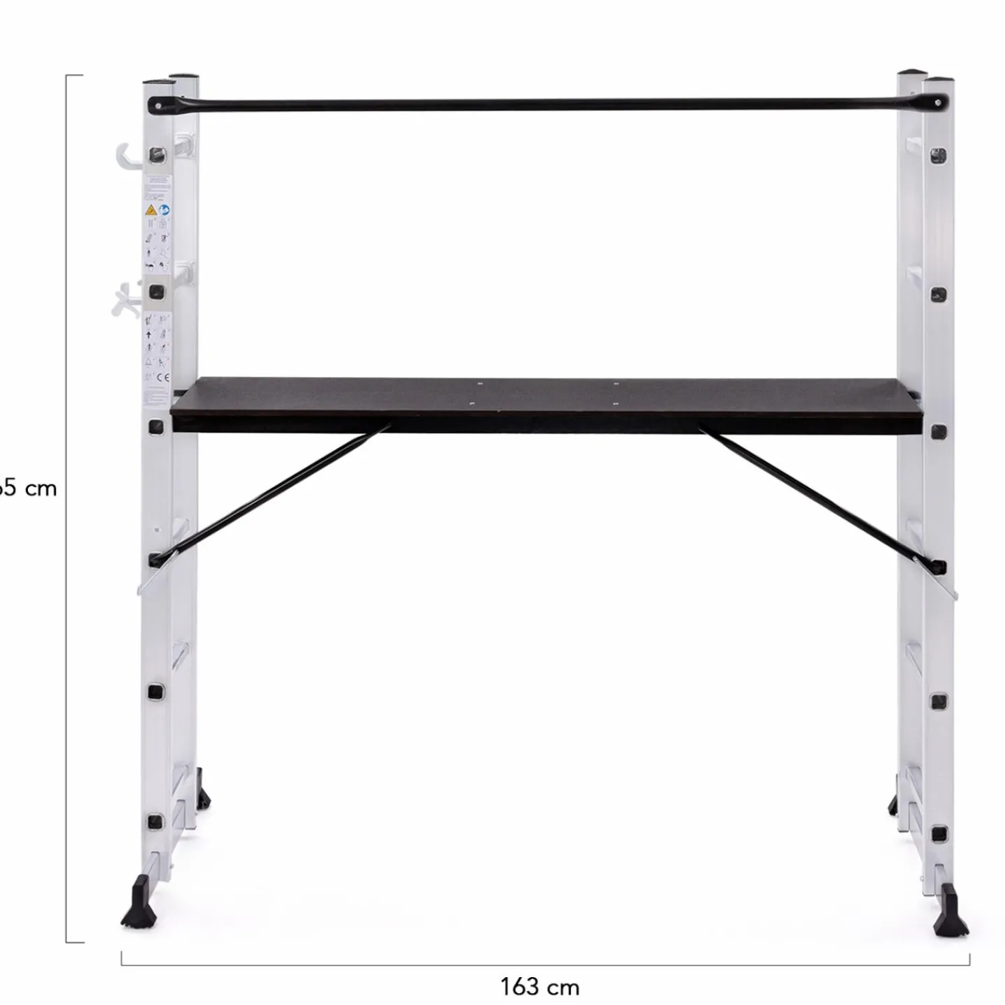 Échafaudage aluminium plateforme modulable avec échelle multifonction, sur roues, 165 cm*IDMarket