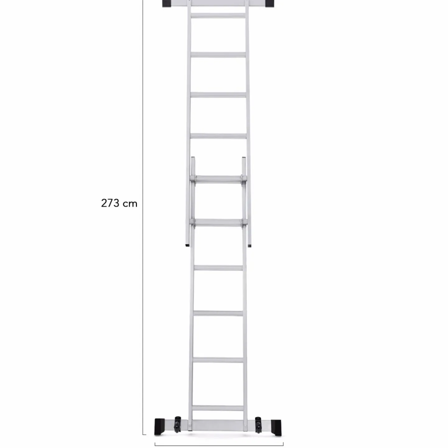 Échafaudage aluminium plateforme modulable avec échelle multifonction, sur roues, 165 cm*IDMarket