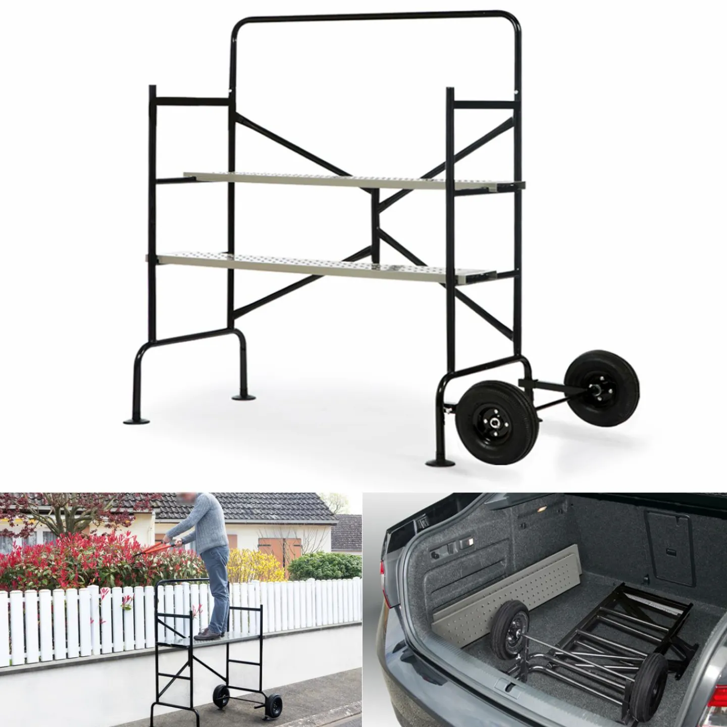 Échafaudage roulant et pliable hauteur de travail 2,5m*IDMarket Discount