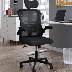 Chaise de bureau ergonomique noire avec roulettes*IDMarket Hot
