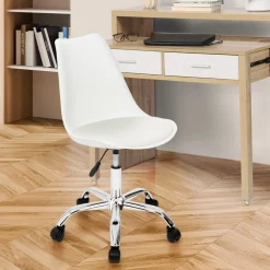 Chaise de bureau scandinave blanche à roulettes*IDMarket Online
