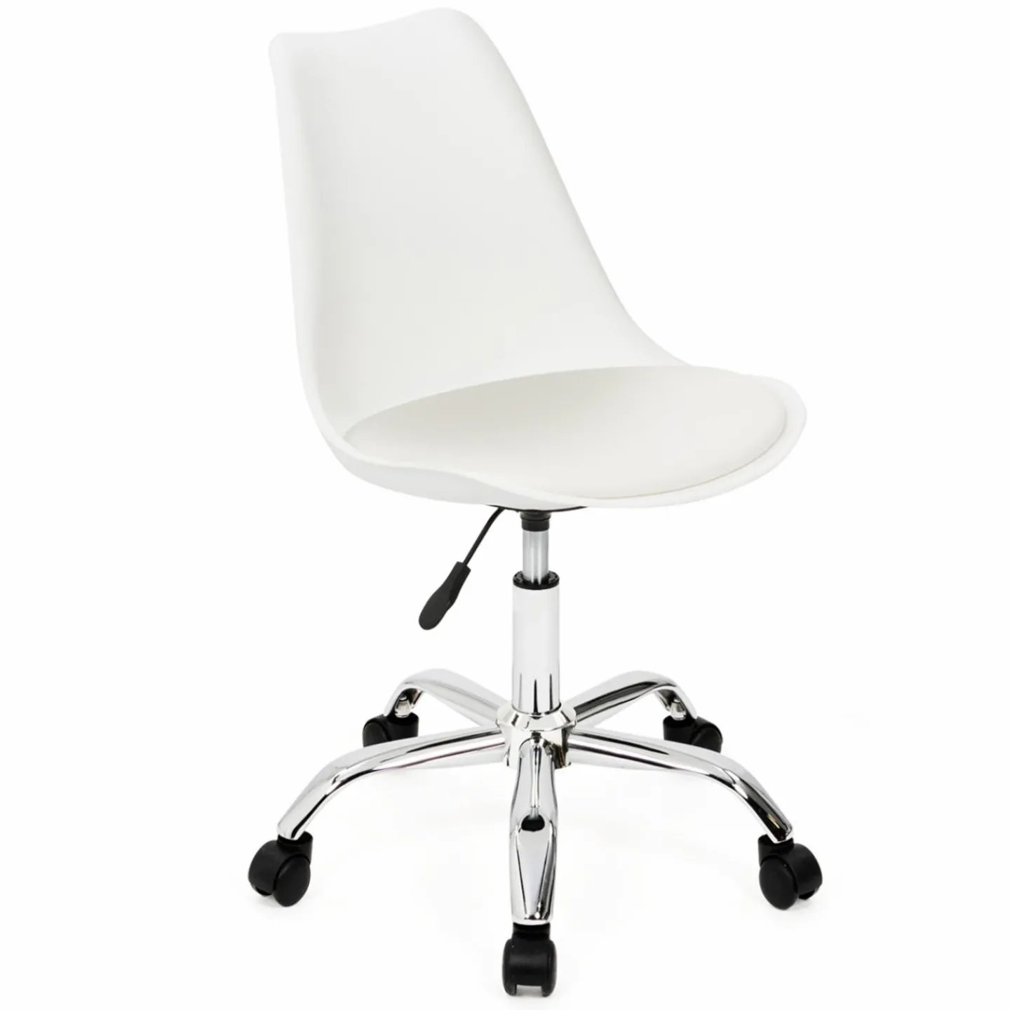 Chaise de bureau scandinave blanche à roulettes*IDMarket Online