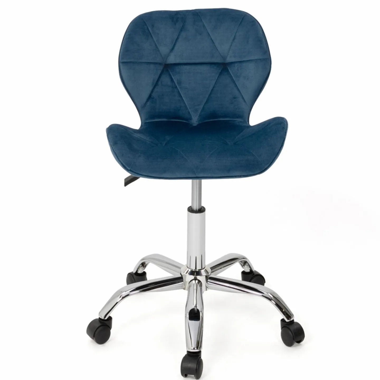 Chaise de bureau velours bleu à roulettes*IDMarket Clearance