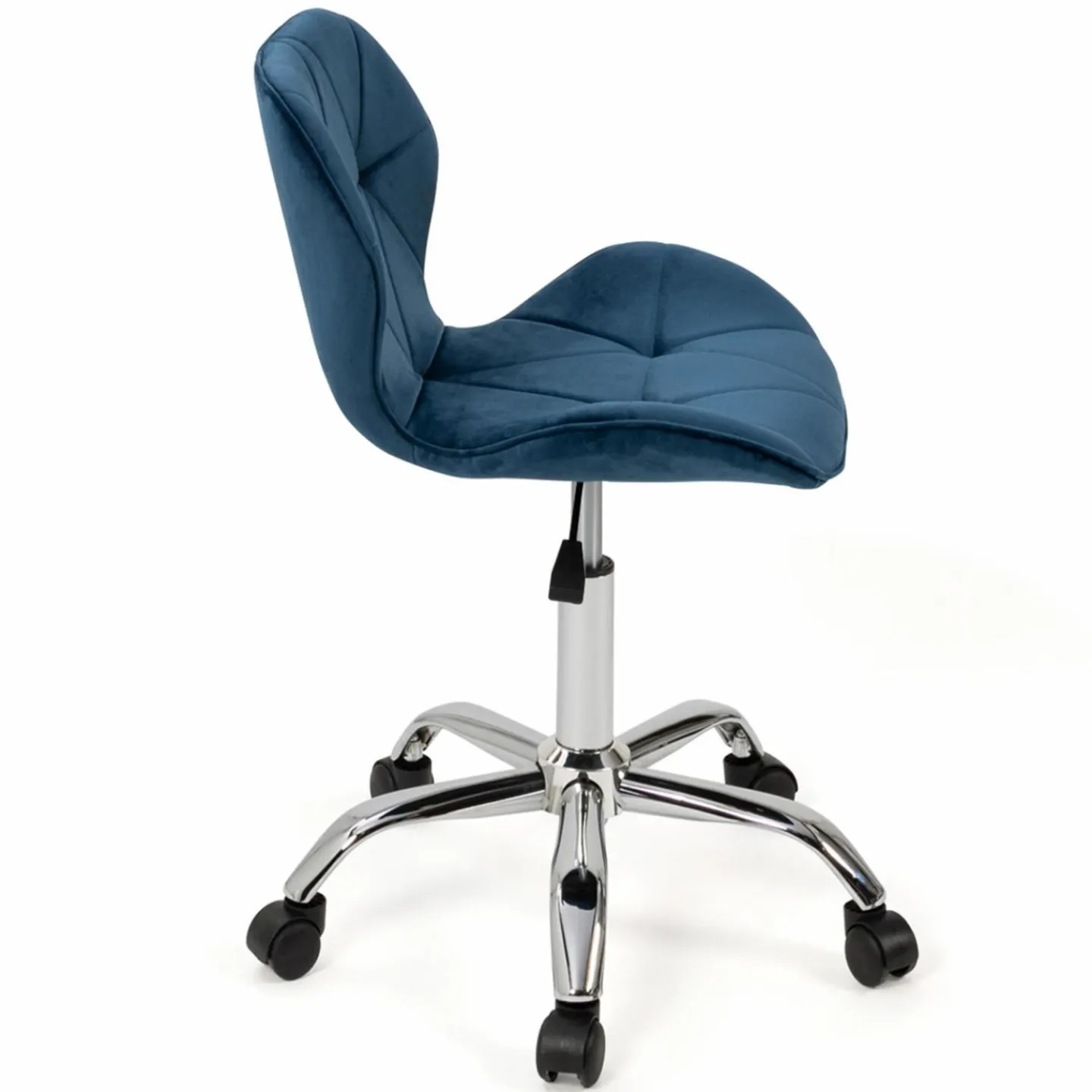 Chaise de bureau velours bleu à roulettes*IDMarket Clearance