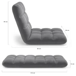 Chaise de sol pliante 15 positions en velours gris anthracite*IDMarket Best