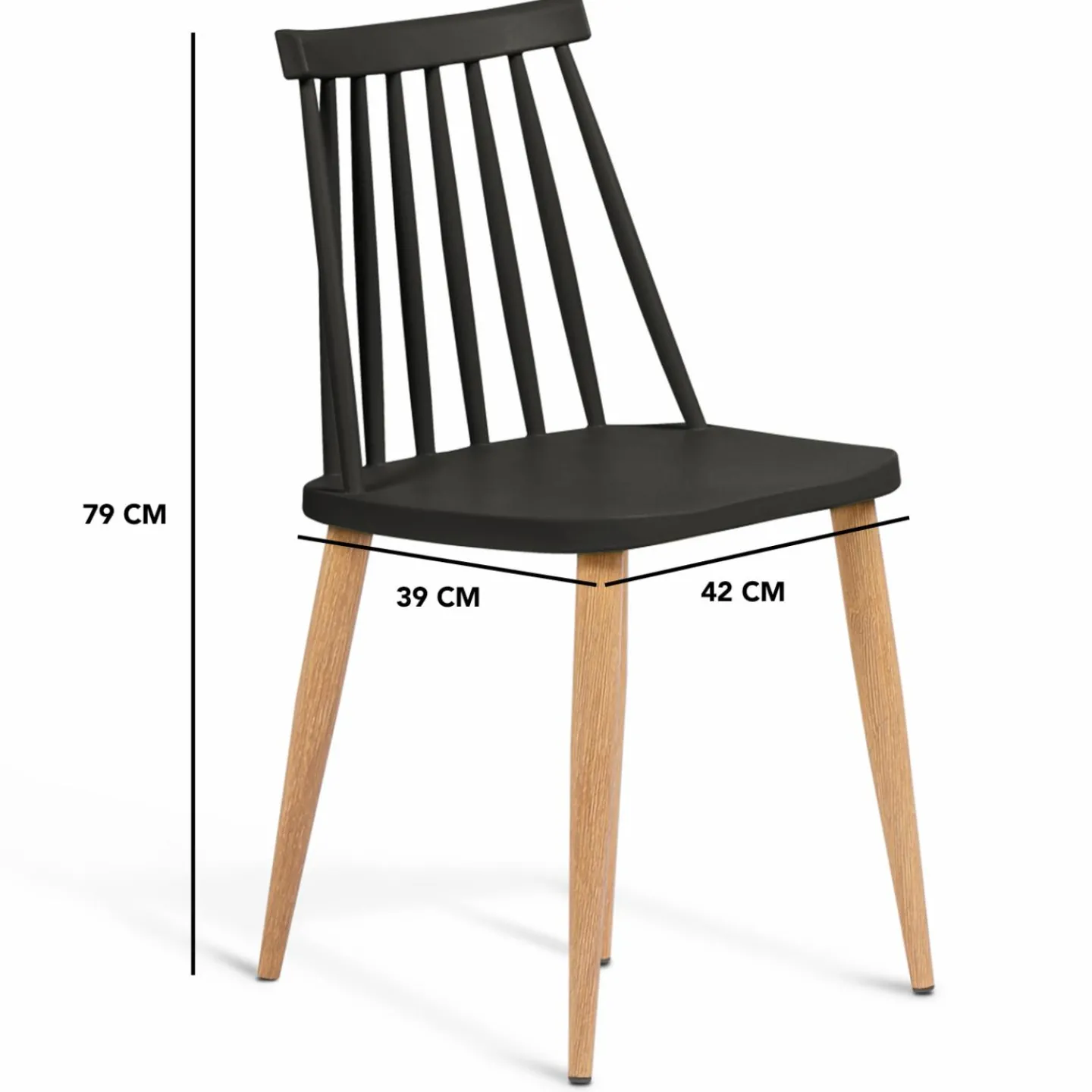 Chaises à barreaux noires style scandinave*IDMarket Clearance