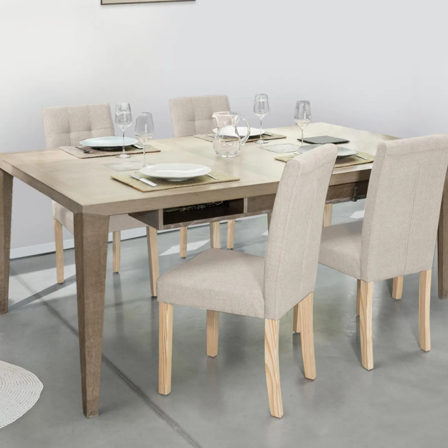 Chaises capitonnées beiges chinées*IDMarket Online