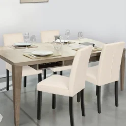 Chaises capitonnées en velours beige pieds noirs : lot de 4*IDMarket New