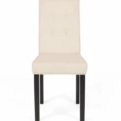 Chaises capitonnées en velours beige pieds noirs : lot de 4*IDMarket New