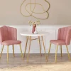 Chaises coquillage rose en velours et pieds dorés*IDMarket Outlet