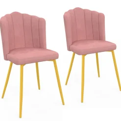 Chaises coquillage rose en velours et pieds dorés*IDMarket Outlet