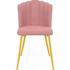 Chaises coquillage rose en velours et pieds dorés*IDMarket Outlet