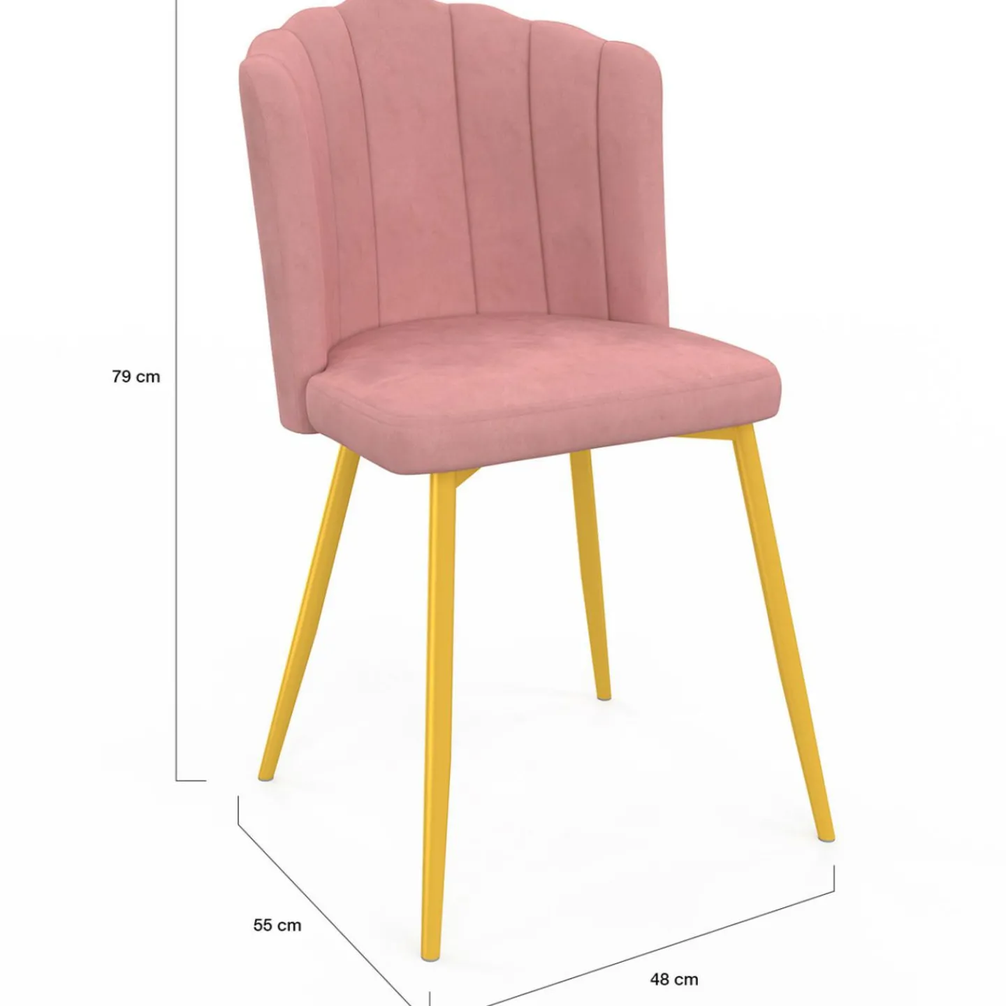 Chaises coquillage rose en velours et pieds dorés*IDMarket Outlet