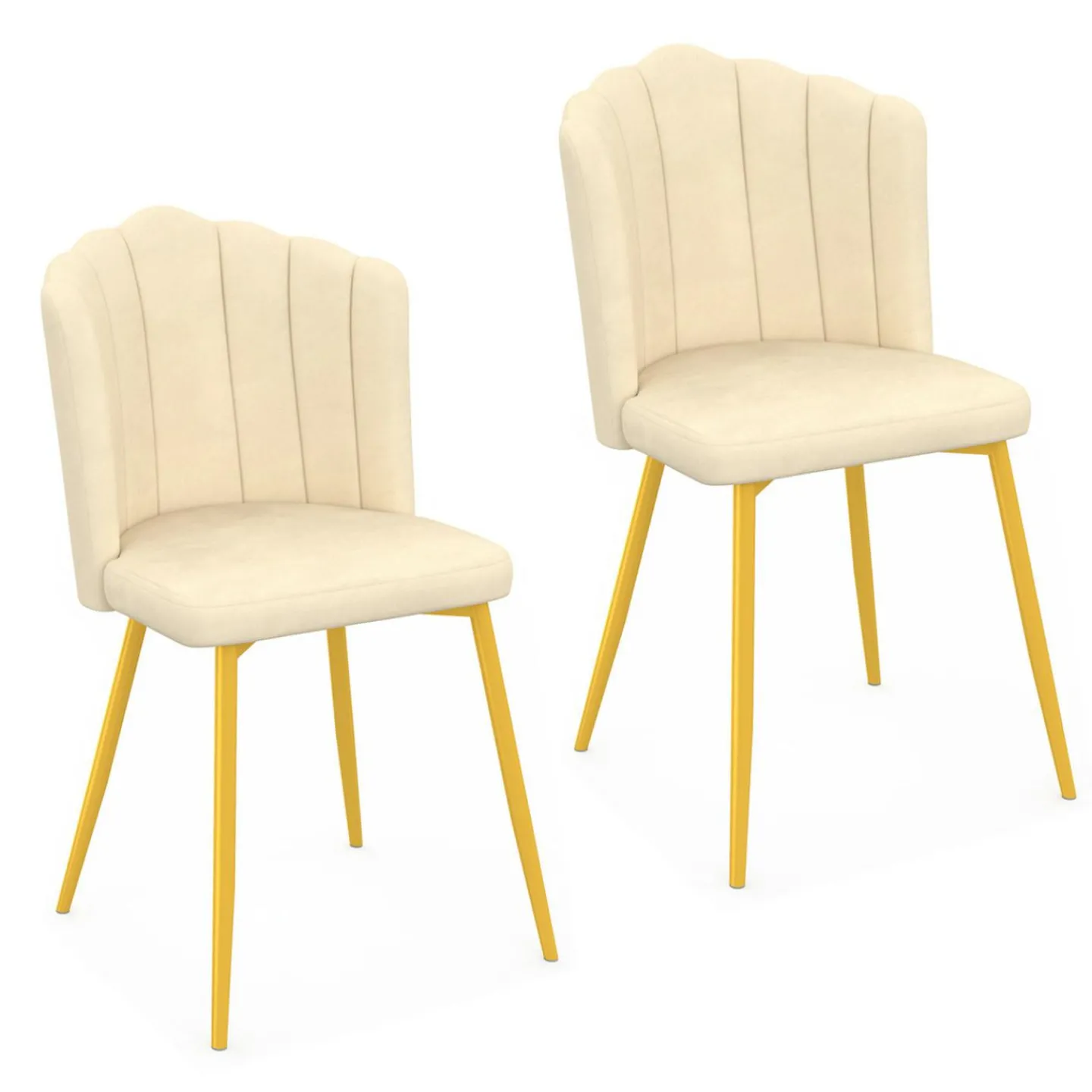 Chaises coquillages beiges en velours et pieds dorés*IDMarket Hot
