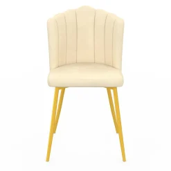 Chaises coquillages beiges en velours et pieds dorés*IDMarket Hot