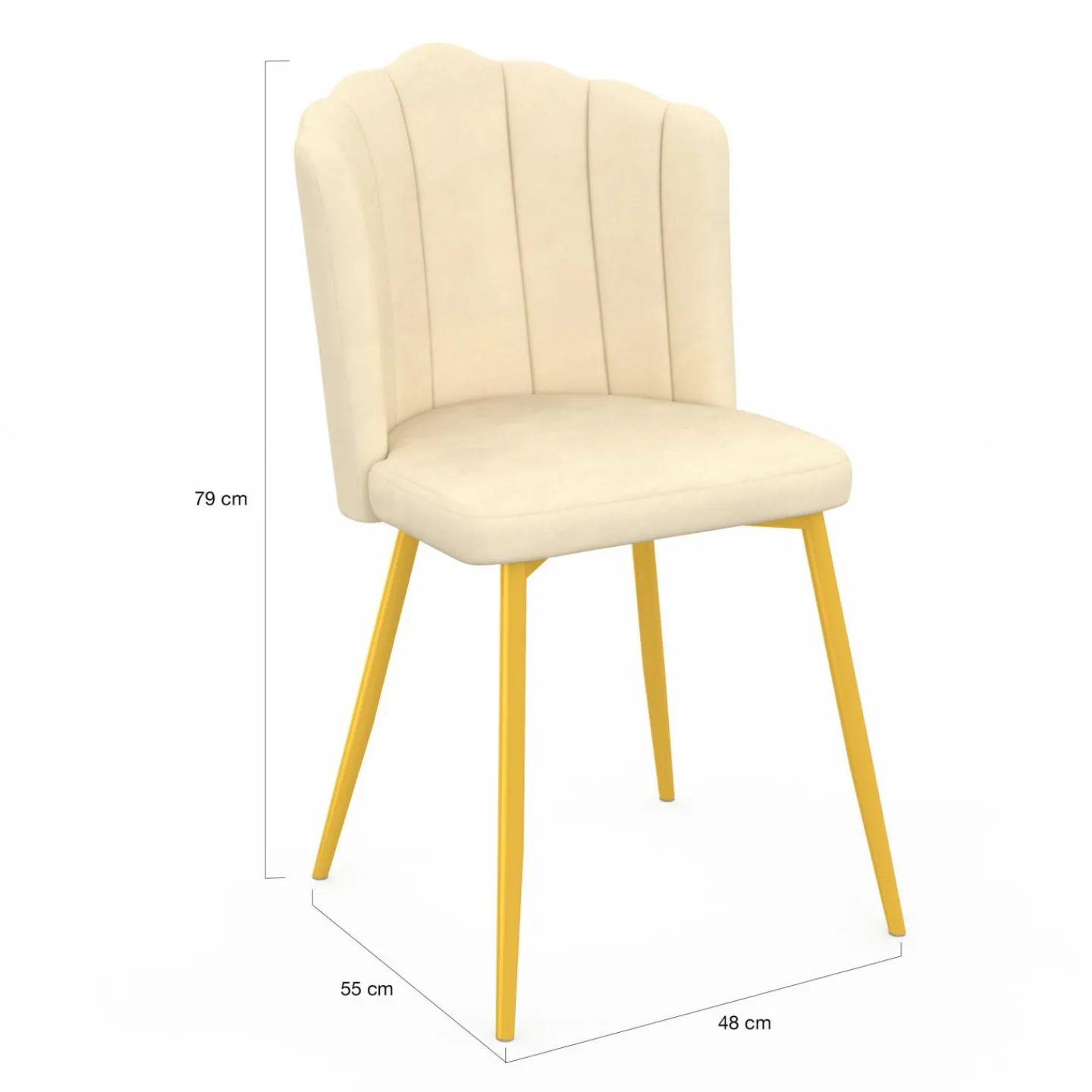 Chaises coquillages beiges en velours et pieds dorés*IDMarket Hot