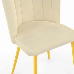 Chaises coquillages beiges en velours et pieds dorés*IDMarket Hot