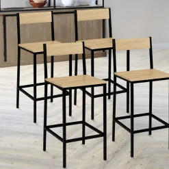 Chaises de bar industrielles métal et bois avec dossier x4*IDMarket Clearance