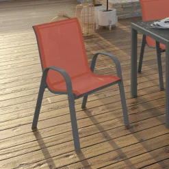 Chaises de jardin empilables terracotta - lot de 6*IDMarket New