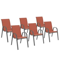 Chaises de jardin empilables terracotta - lot de 6*IDMarket New