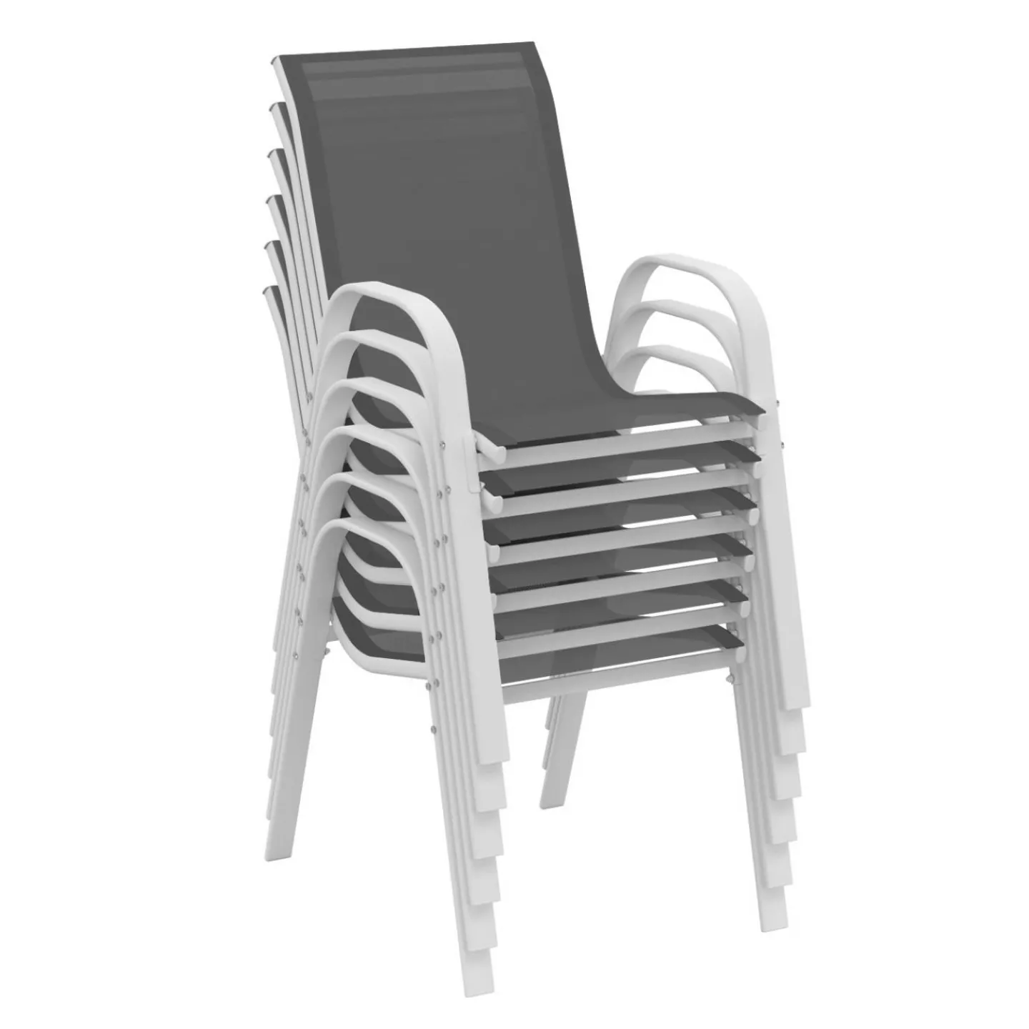 Chaises de jardin empilables blanc et gris - lot de 6*IDMarket New