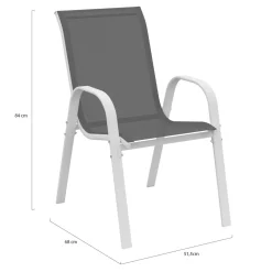 Chaises de jardin empilables blanc et gris - lot de 6*IDMarket New