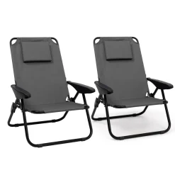 Chaises de plage pliantes gris anthracite avec dossier inclinable*IDMarket Discount
