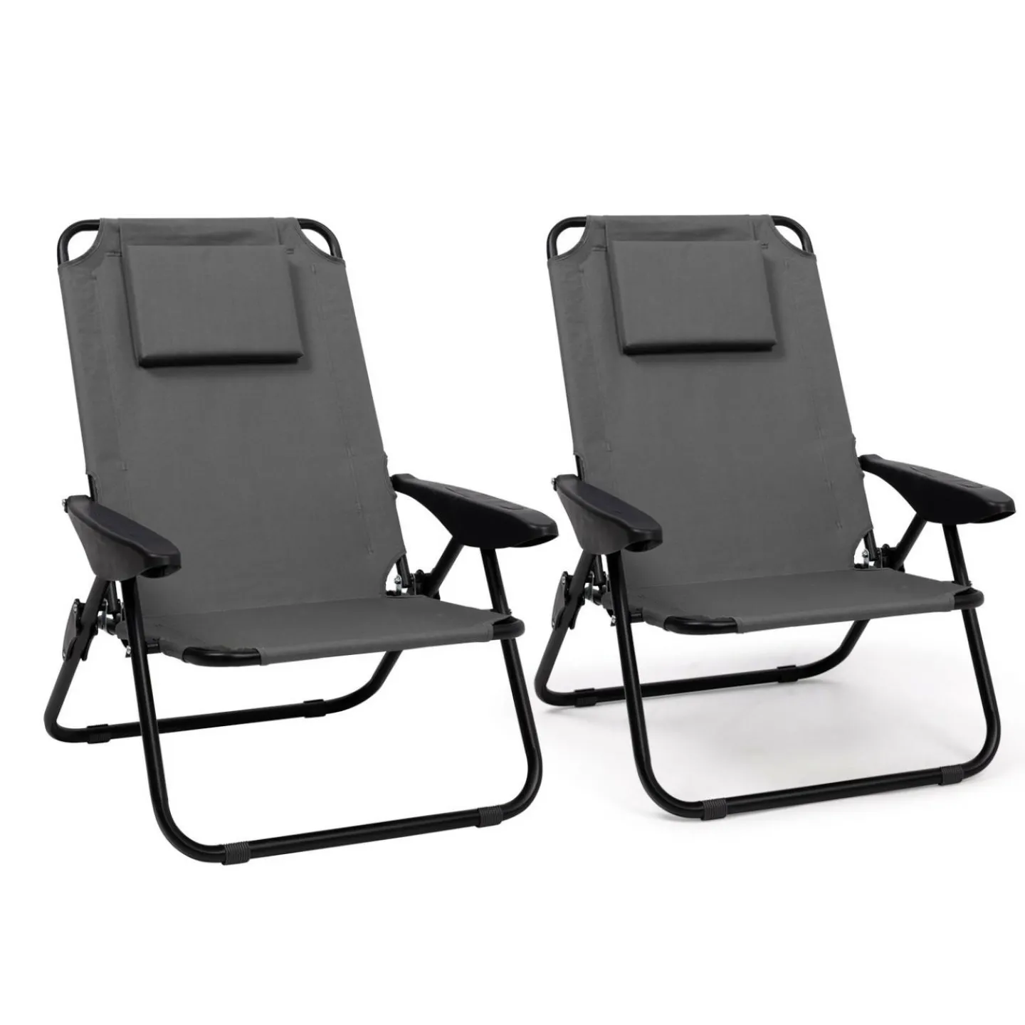 Chaises de plage pliantes gris anthracite avec dossier inclinable*IDMarket Discount