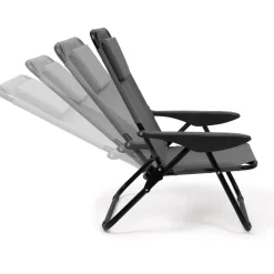 Chaises de plage pliantes gris anthracite avec dossier inclinable*IDMarket Discount