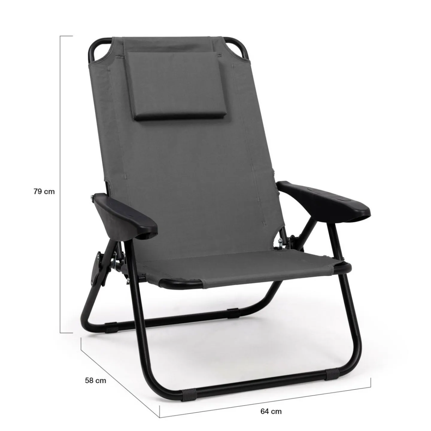 Chaises de plage pliantes gris anthracite avec dossier inclinable*IDMarket Discount
