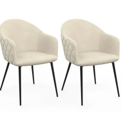 Chaises de salle à manger design en velours gaufré beige*IDMarket Best