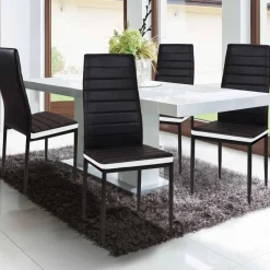 Chaises de salle à manger noires avec bandeau blanc*IDMarket New