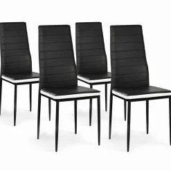 Chaises de salle à manger noires avec bandeau blanc*IDMarket New