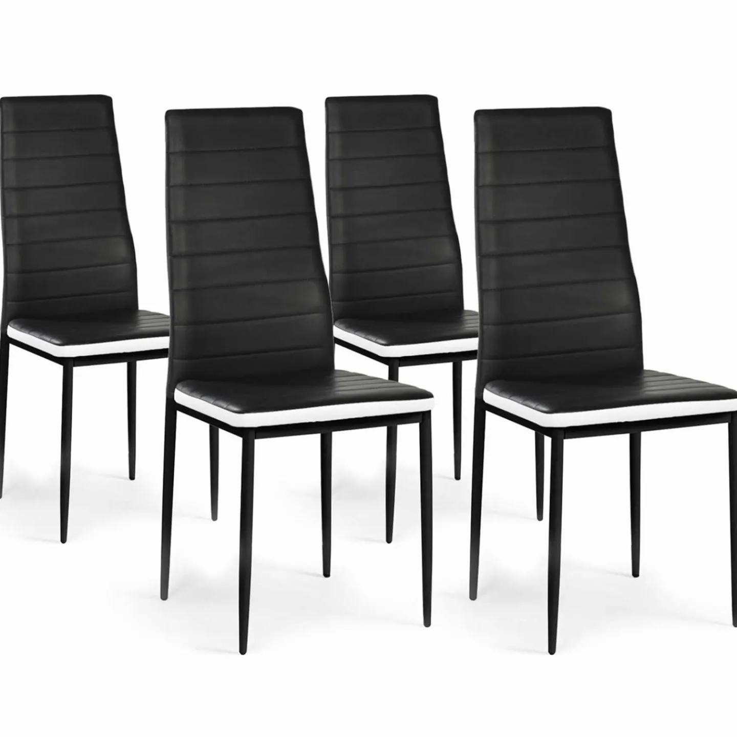 Chaises de salle à manger noires avec bandeau blanc*IDMarket New