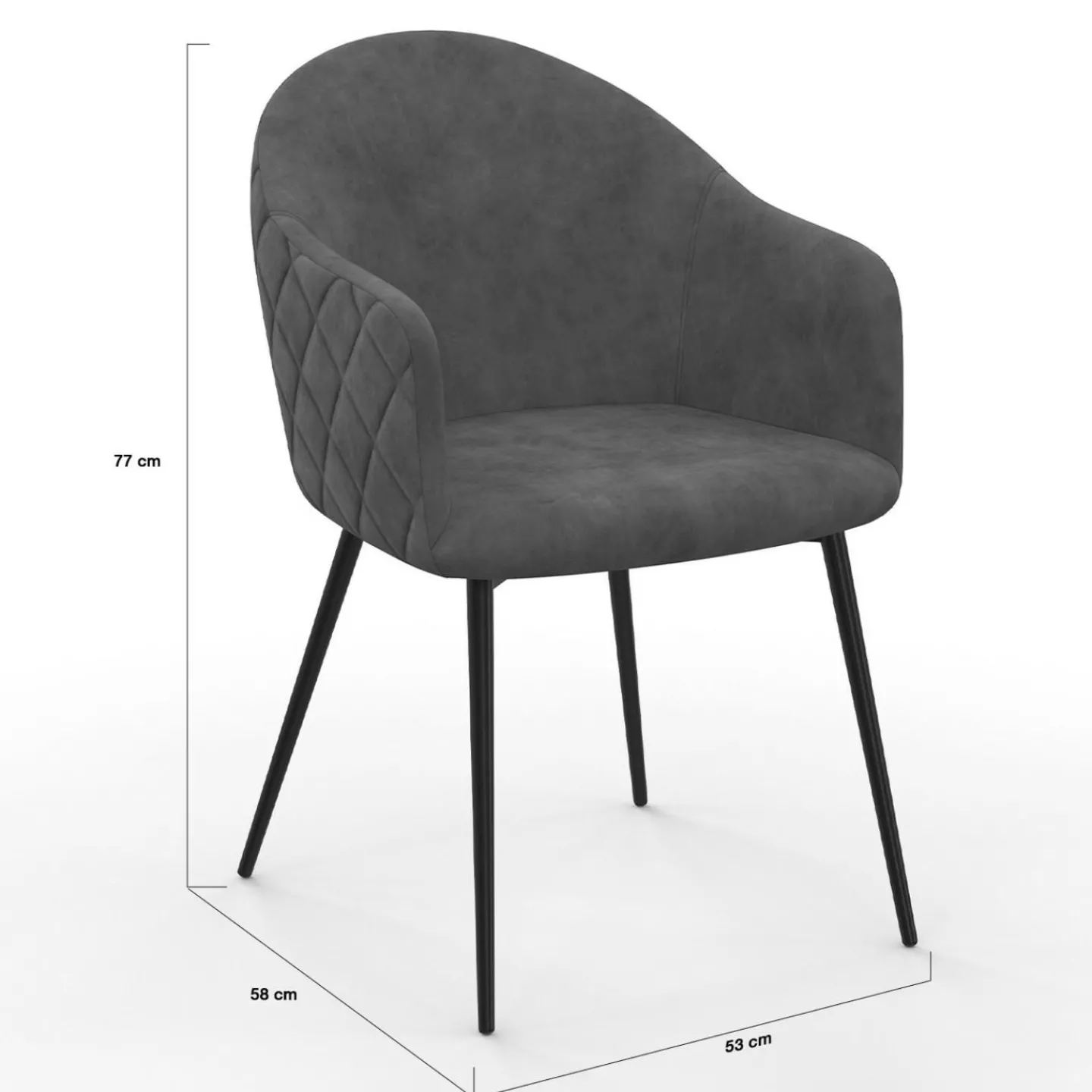 Chaises de salle à manger design en velours gris foncé*IDMarket