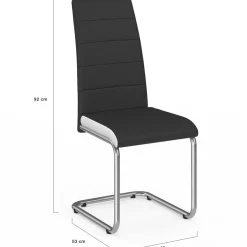 Chaises de salle à manger noires liseré blanc*IDMarket Online