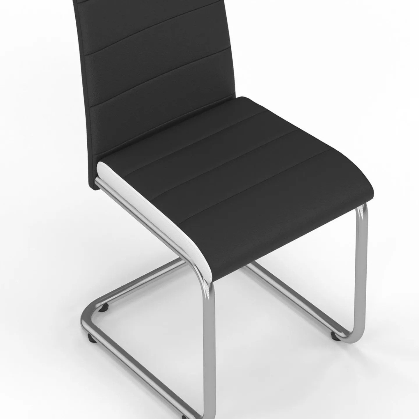 Chaises de salle à manger noires liseré blanc*IDMarket Online