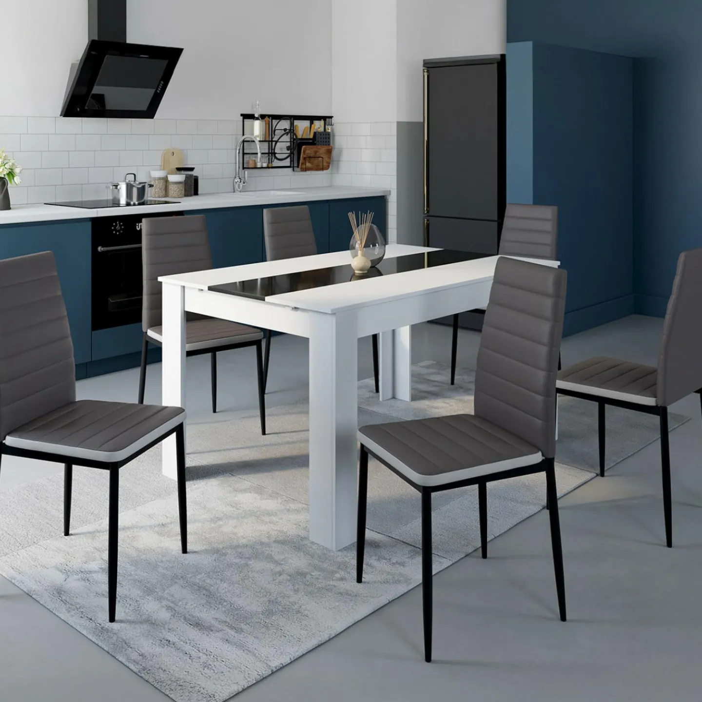 Chaises de salle à manger grises et blanches ROMANE*IDMarket Discount